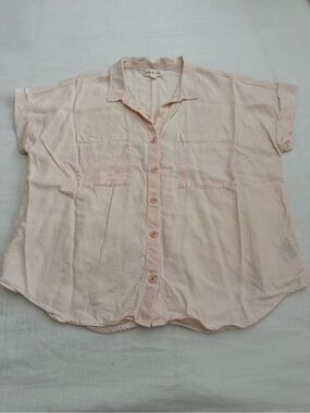 cloth & stone Pale Pink Peach Short Sleeve Button-Down Shirt